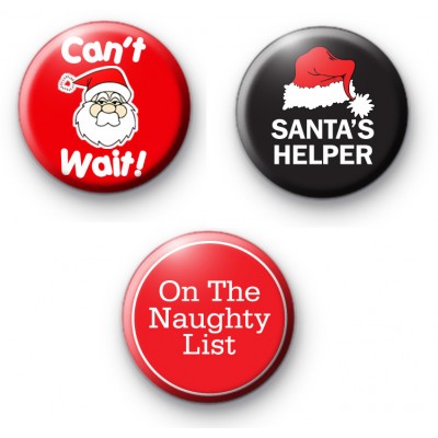 Set of 3 Funny Festive Badges Kool Badges 25mm Button Badges