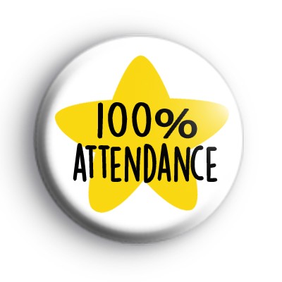 100% Attendance Yellow Star Badge