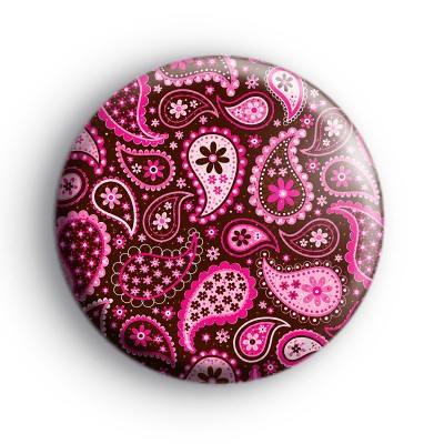 Pink Paisley Pattern Badge