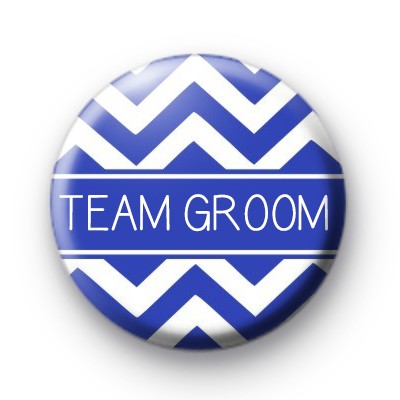 Chevron Blue Team Groom Button Badge