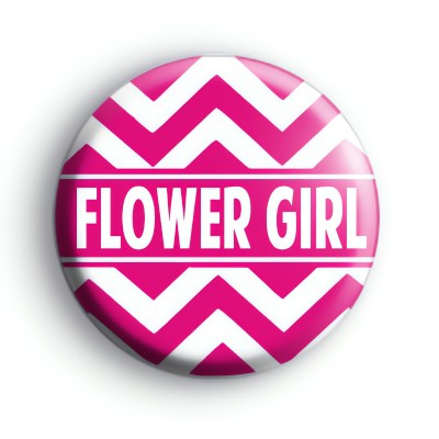 Chevron Pink Flower Girl Badge