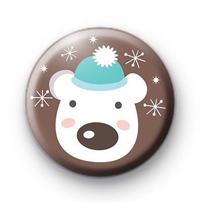 Festive Polar Bear Button Badges