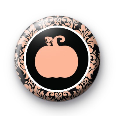 Damask Print Pumpkin Button Badge