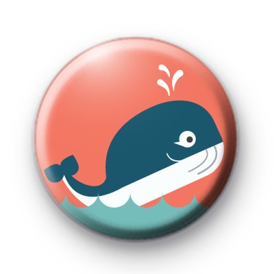 Happy Cute Blue Whale Pin Badge