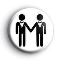 LGBTQIA Pride Two Grooms Wedding Badge