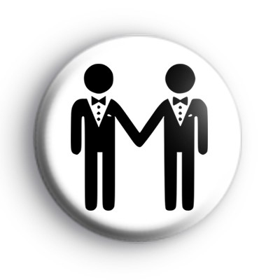 LGBTQIA Pride Two Grooms Wedding Badge
