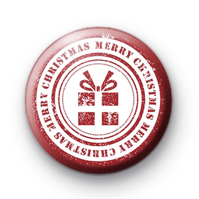 Red and White Merry Christmas Present Badge