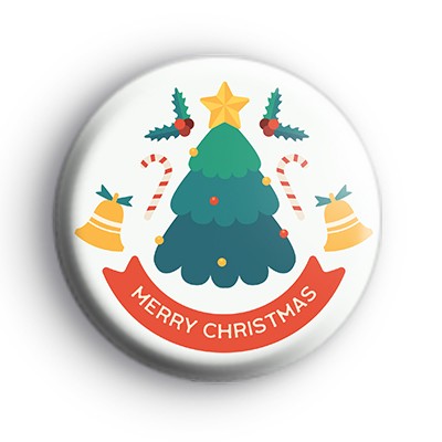 Merry Christmas Tree Button Badge