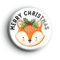 Merry Christmas Fox Badge Button Badges