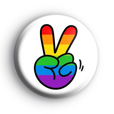 Gay Pride Peace Sign Badge