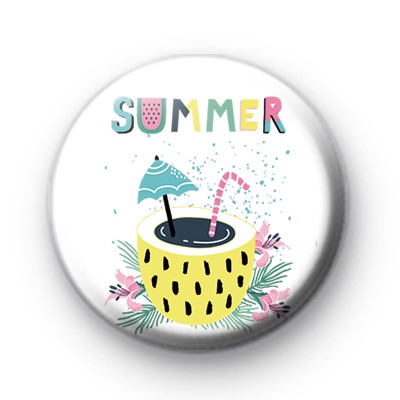 Summer Pineapple Drinks Pin Badge