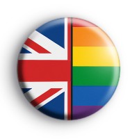 Union Jack Rainbow Gay Pride Badge Button Badges