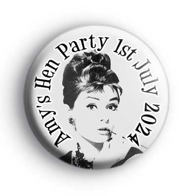 Audrey Hepburn Breakfast at Tiffany's Hen Party Badge