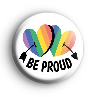 Be Proud LGBTQIA Hearts Badge