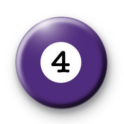 Billiard Ball Birthday Age Number 4 Badge