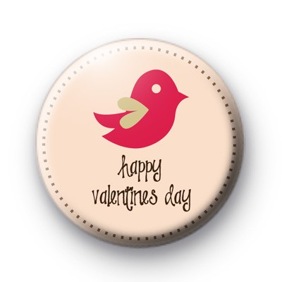 Pink Birds Happy Valentines Day Badge