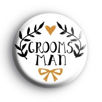 Pretty Black and Gold Groomsman Badge