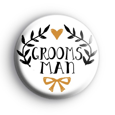 Pretty Black and Gold Groomsman Badge