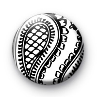 Paisley Black and White Pattern Badge