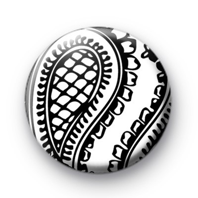 Paisley Black and White Pattern Badge