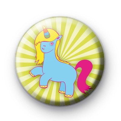 Cute Blue Unicorn Button Badge