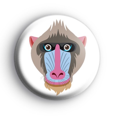 Red and Blue Monkey Face Badge