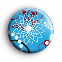 Blue and White Funky Flower Badges