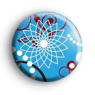 Blue and White Funky Flower Badges
