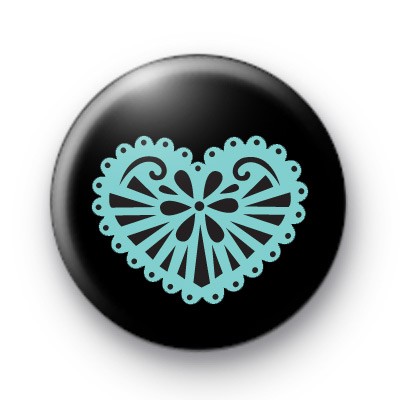 Blue and Black Romantic Heart Button Badges