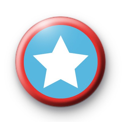 Blue and Red Superhero Shield Badge