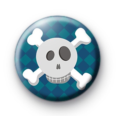 Cool Blue Skull and Crossbones Badge
