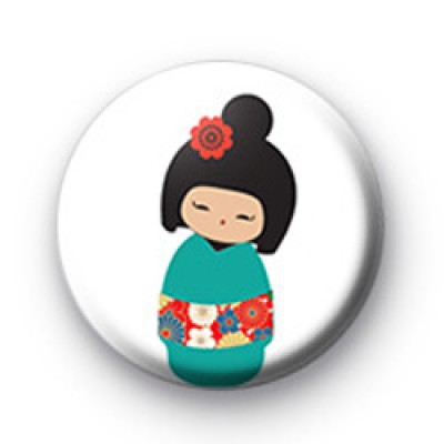 Cute Blue Japanese Doll Badges