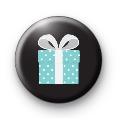 Blue Dotty Birthday Present Button Badges