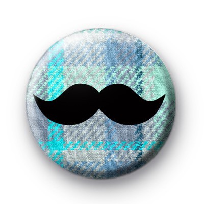 Blue Pattern Movember Moustache badge