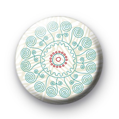 Blue Swirl Flower Pattern Badge