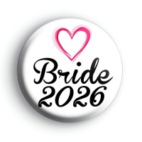 Pink Hearts Bride Wedding Badge
