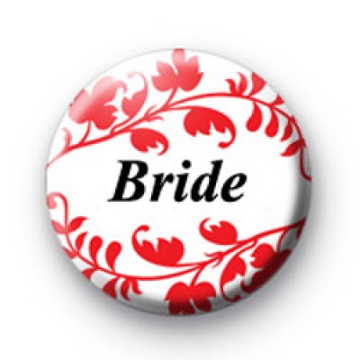 Red Floral Pattern Bride Badge
