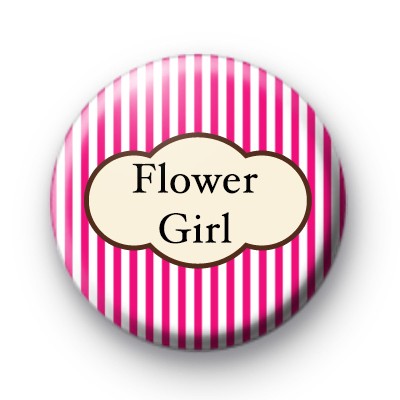 Bright Pink Stripey Flower Girl Bride badge