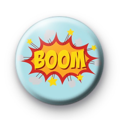 Blue and Yellow Cartoon Boom Badge