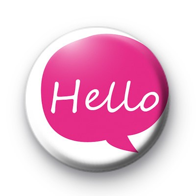 Bright Pink HELLO Badge