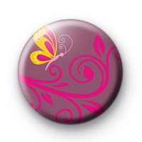 Butterfly and Pink Flowers Badge