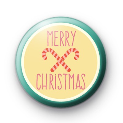 Candy Cane Merry Christmas Button Badge