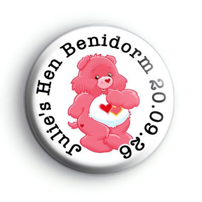 Custom Pink Care Bear Hen Party Badge