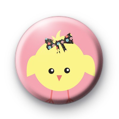 Easter Chick With Cute Bow Badge