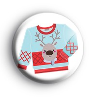 Ugly Blue Reindeer Christmas Jumper Badge