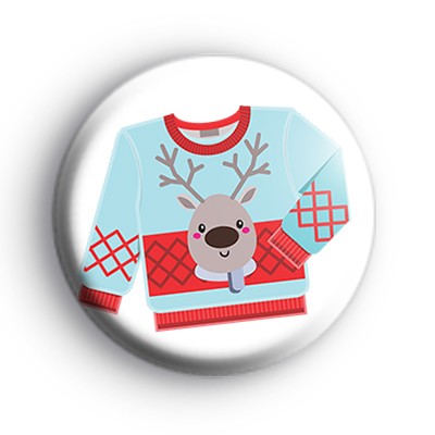 Ugly Blue Reindeer Christmas Jumper Badge