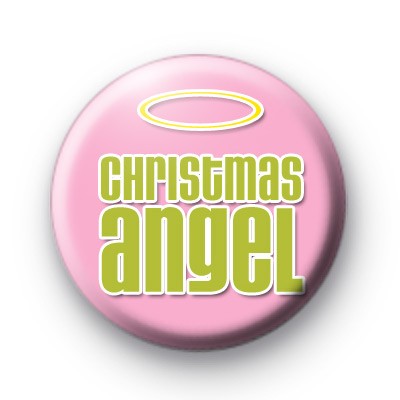 Pink Christmas Angel Button Badge
