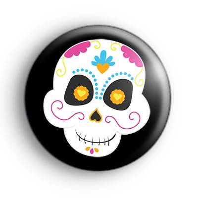 Colourful Sugar Skull Badge : Kool Badges