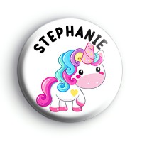 Rainbow Unicorn Custom Name Badge Button Badges