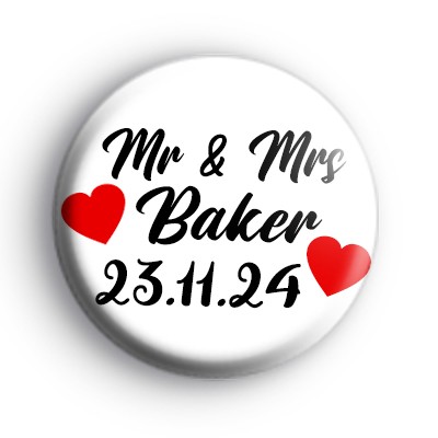 Custom Mr and Mrs Wedding Badge